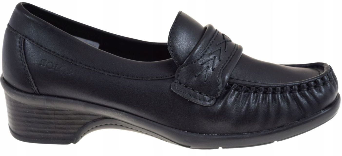 Mokasyny damskie czarne skóra komfortowe Solo 0065W R.42