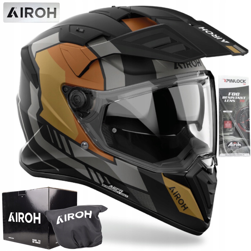 Motocyklová Prilba Airoh Bandit Horn Gold Matt L Pinlock Blenda Strieška