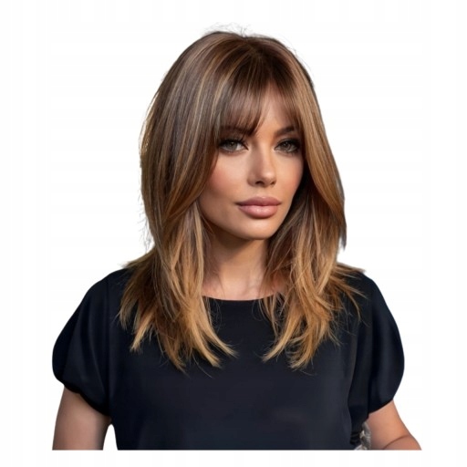 Evropská a americká přirozeně kudrnatá ofina, tmavě hnědá paruka