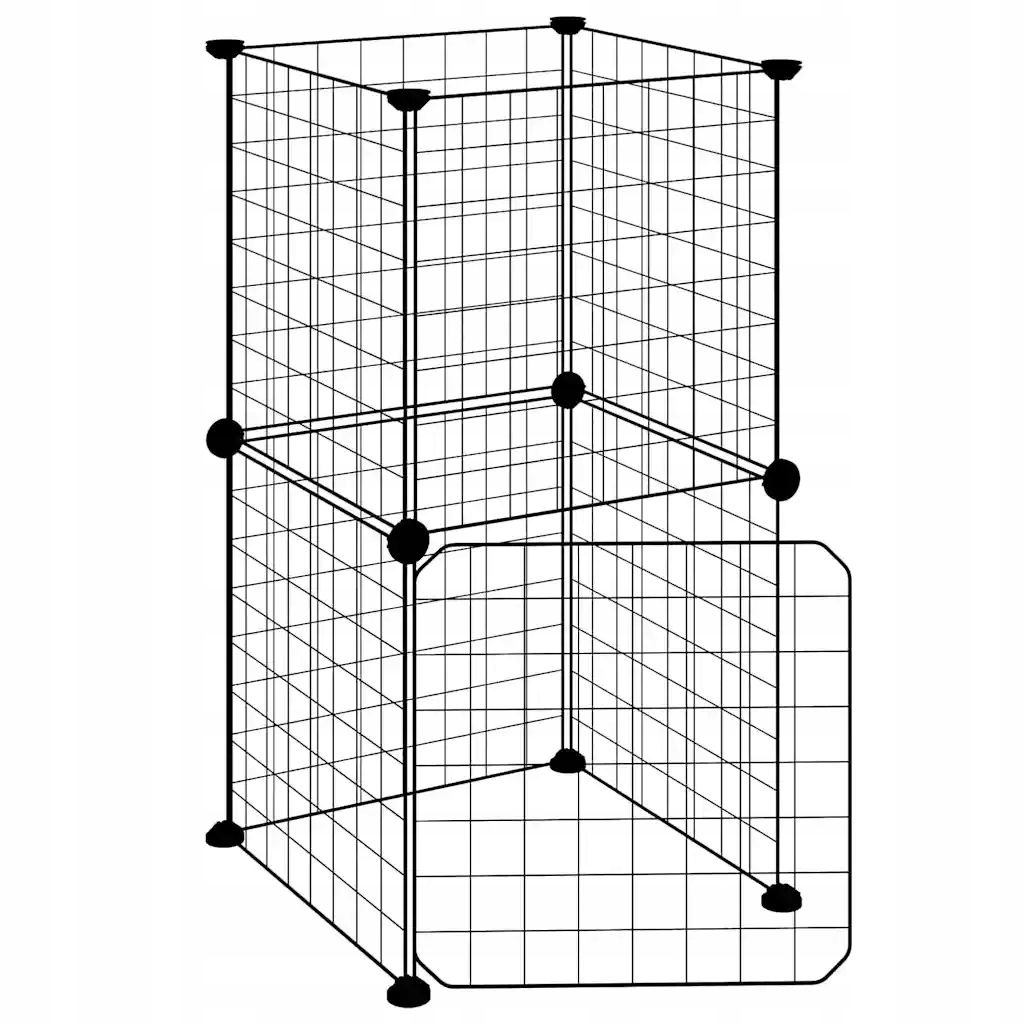 Klec pro zvířata z ocelových panelů, černá, 35 x 35 cm