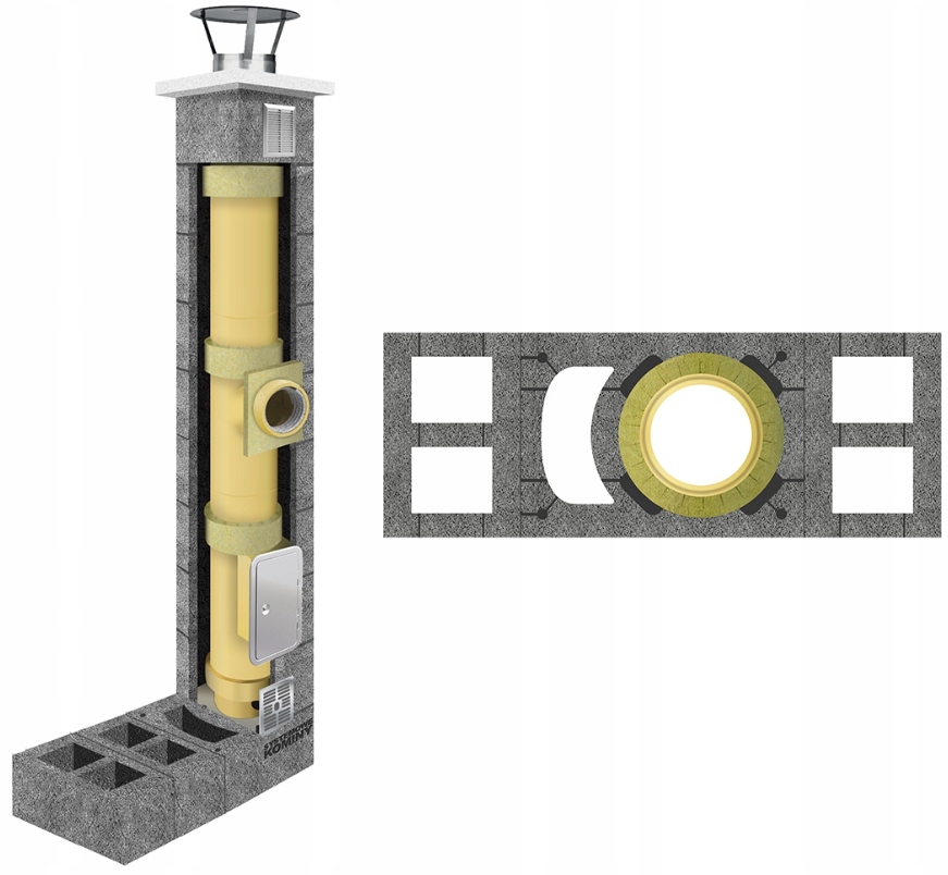 Keramický komínový systém fi 160 7 m, kompletní sada 36 x 98 cm