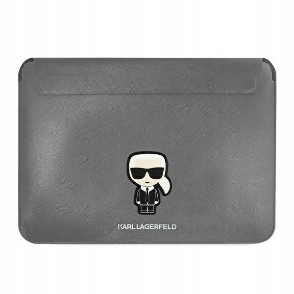 Pouzdro na notebook 14 palců Karl Lagerfeld Saffiano Ikonik Sleeve stříbrné