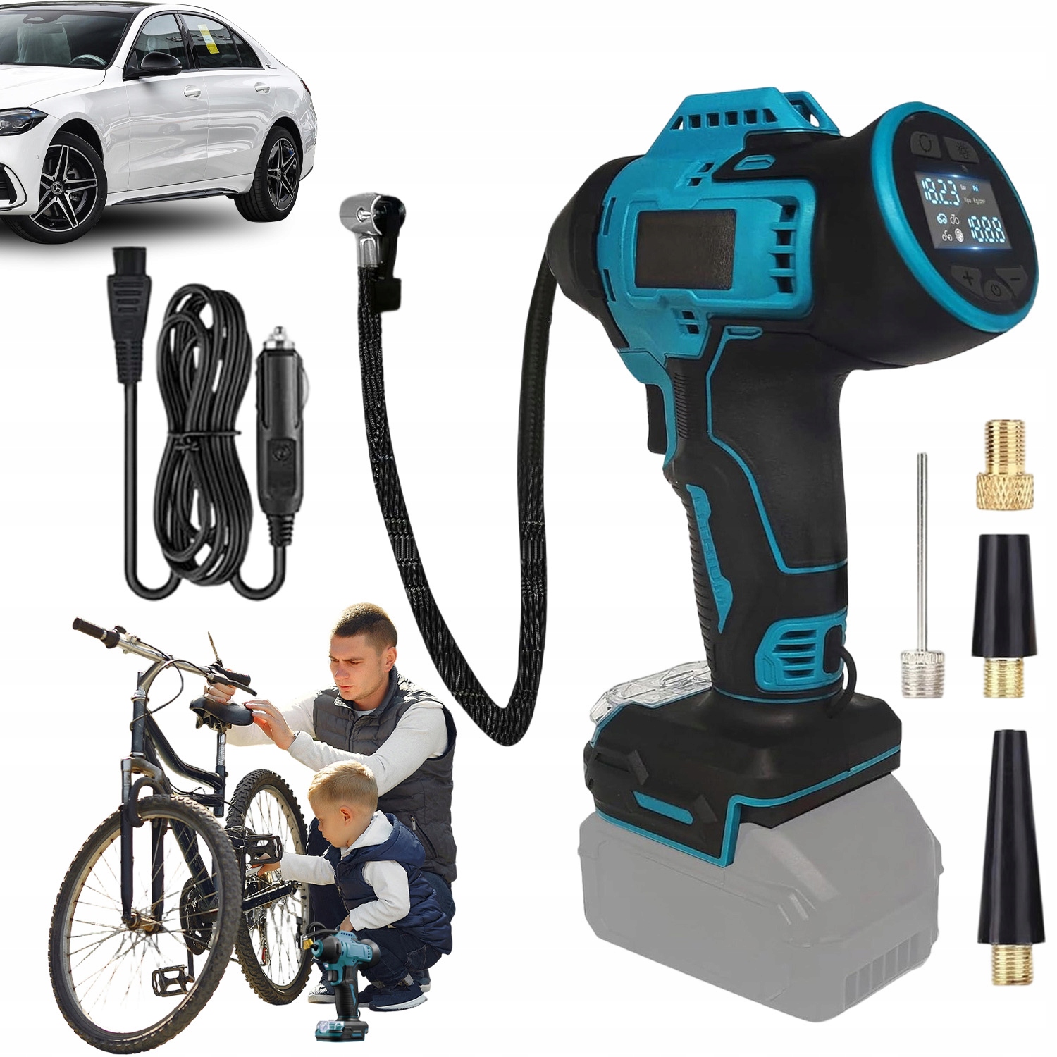 Bezdrátová Pumpa Na Kola, 4 Režimy Tlaku Automatické Vypnutí 12 V
