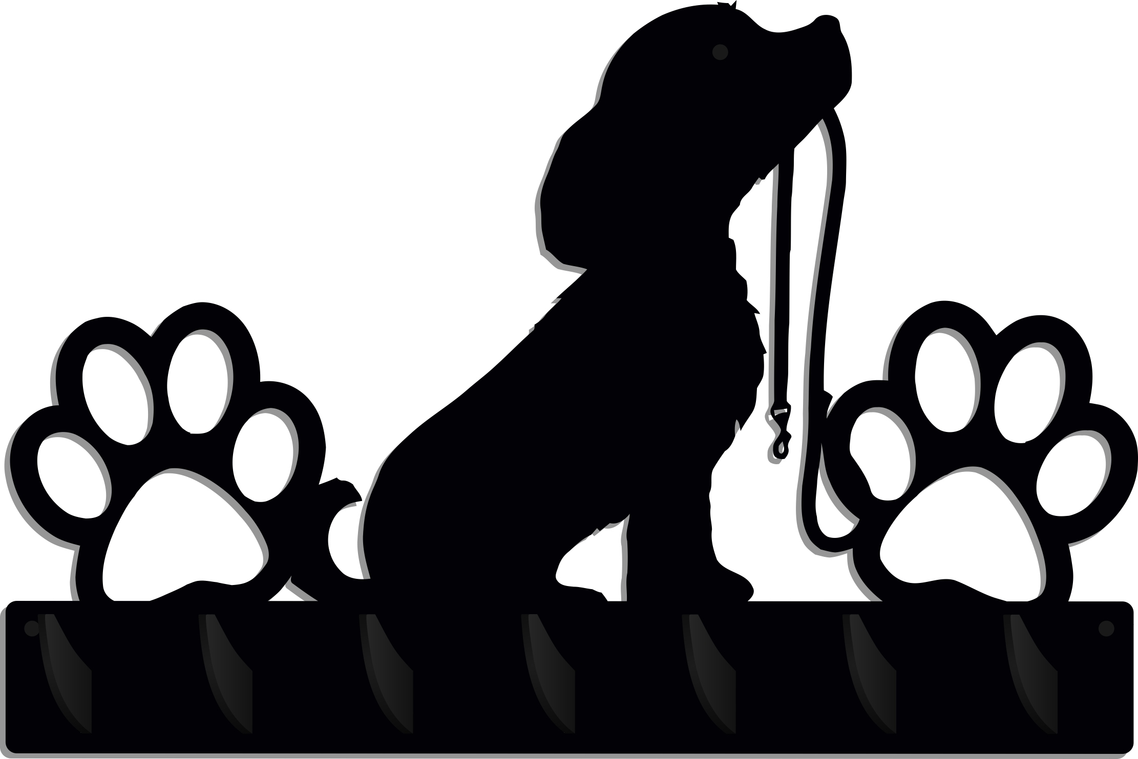 Nástěnný věšák na oblečení, velký, černý, se psem, maltézský shih tzu