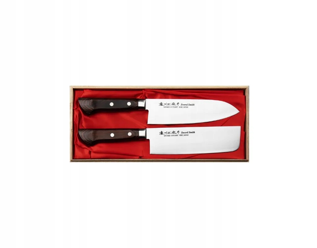 Satake Unique Shirogami#2 Zestaw Nóż Santoku Nakiri
