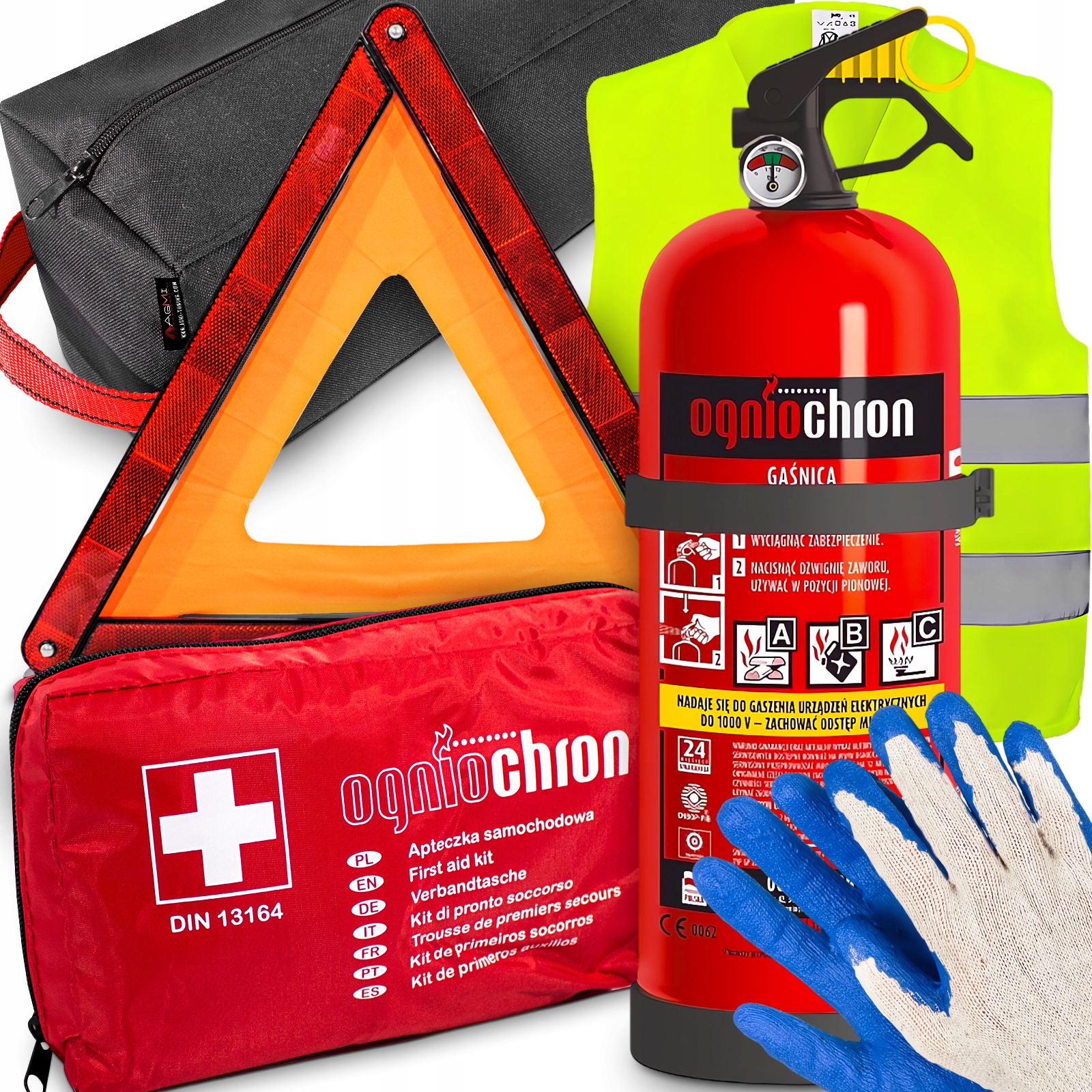 Lékárnička DIN13164 Hasicí Přístroj 2 Kg Vesta Trojúhelník Taška První Pomoc