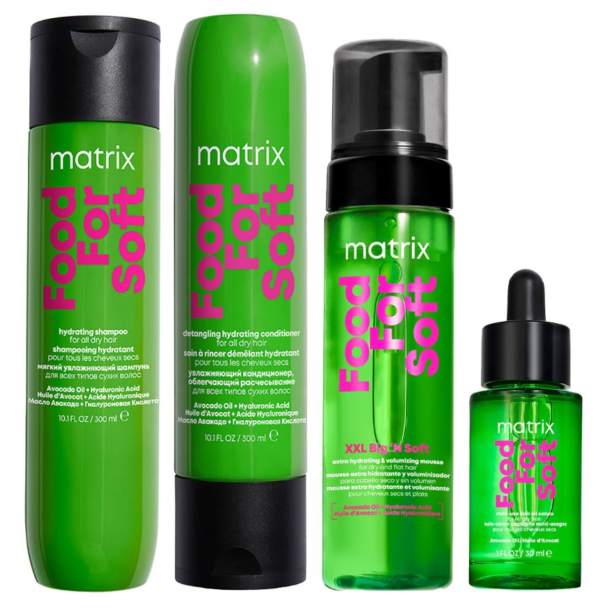 Matrix Food For Soft sada pro hydrataci vlasů šampon kondicionér pěna olej
