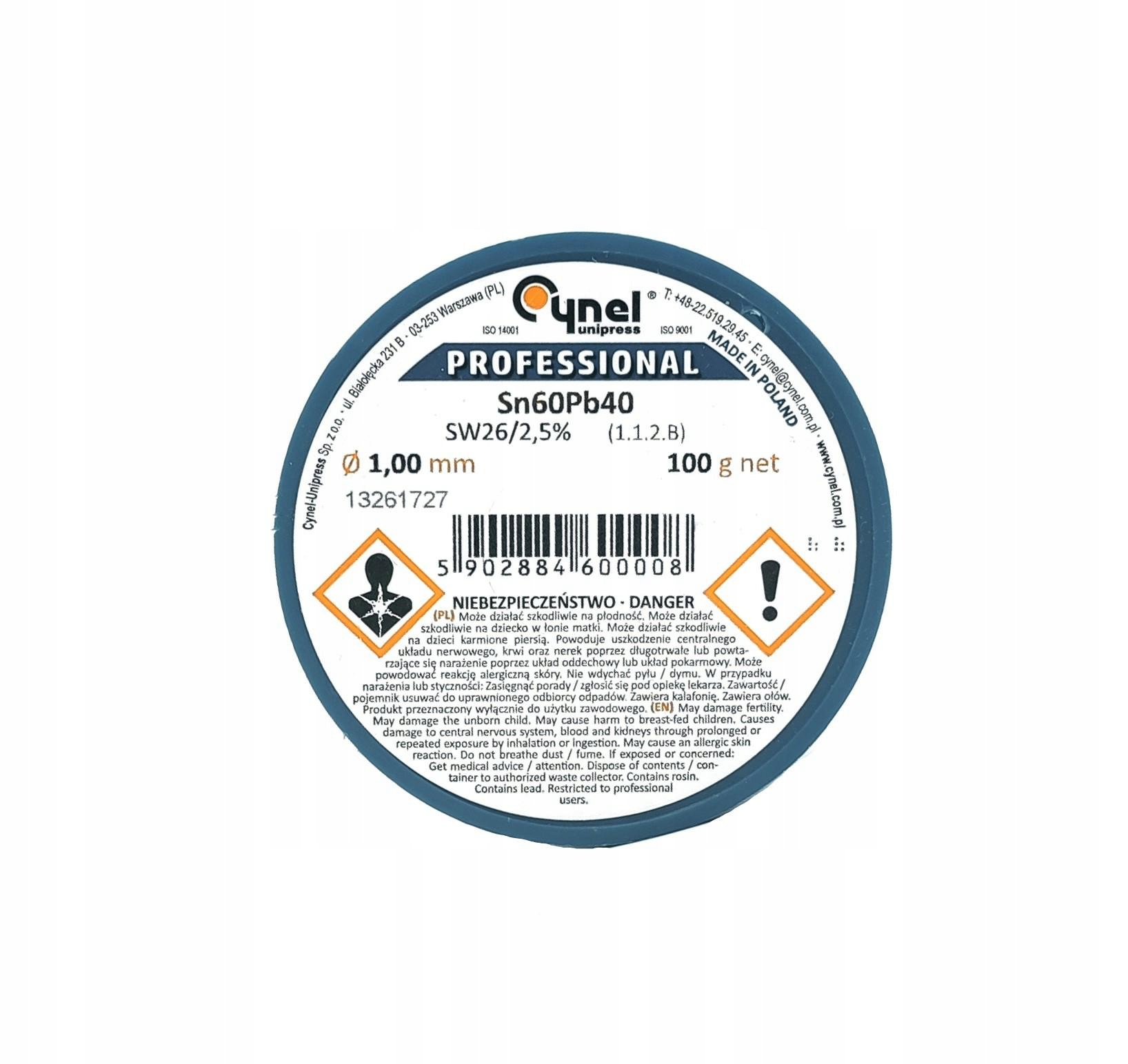 Cyna na szpuli 1,0mm 100g Cynel Sn60Pb40
