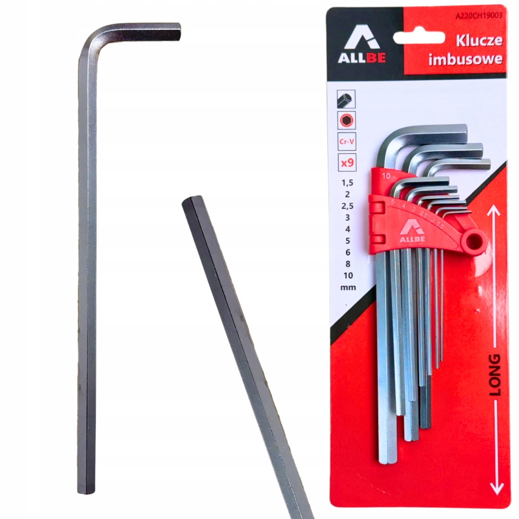 Zestaw Kluczy Imbusowych Klucze Imbusowe Klucz Hex 1.5-10mm 9SZT Długie