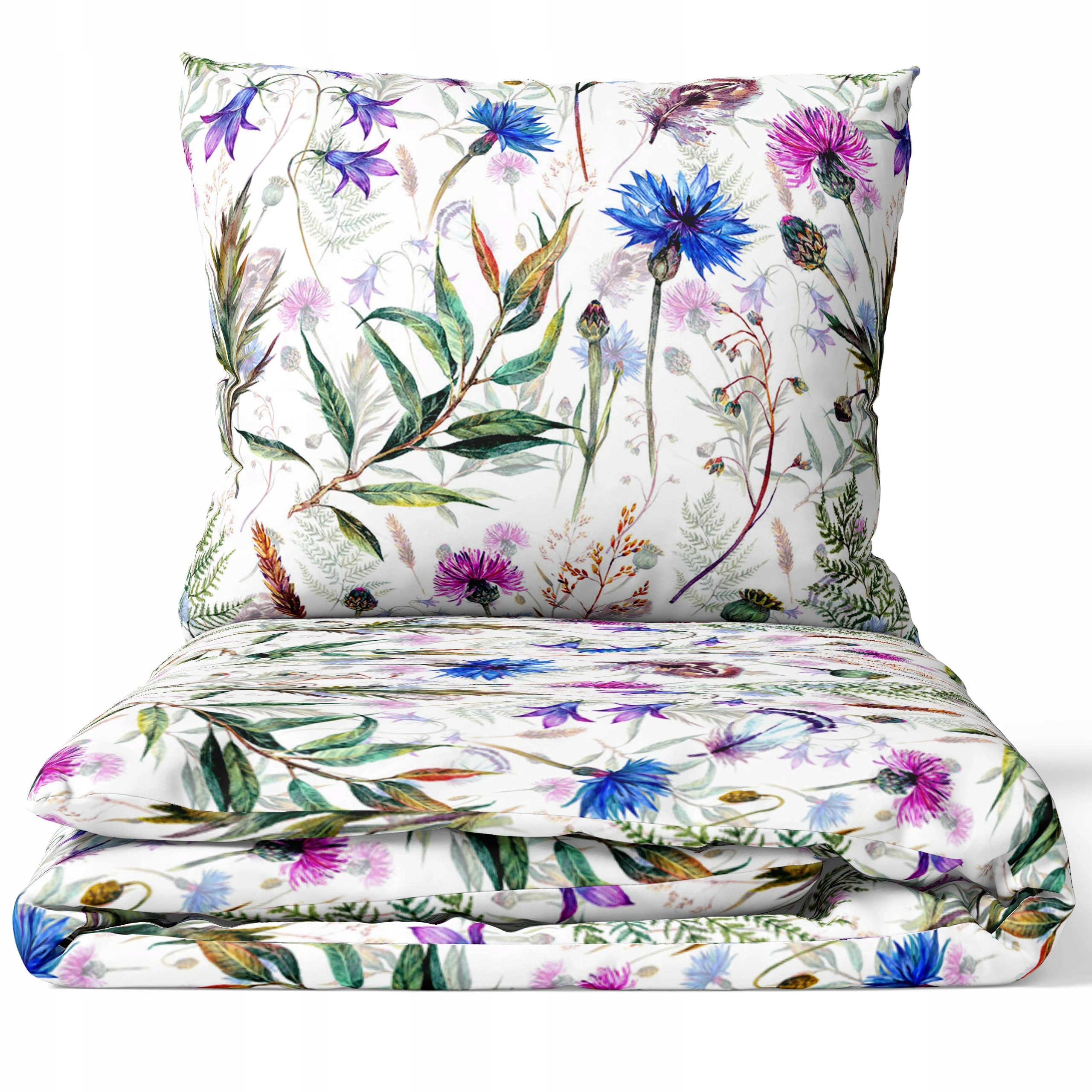 Ekskluzywna Pościel Kwiaty 200x220 Chabrowa Rapsodia 100% Bawełna Premium