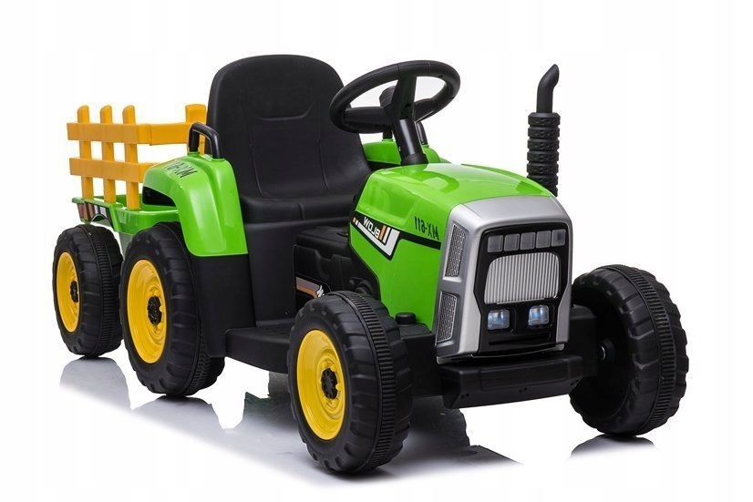 Traktor na akumulator z przyczepą 12V 2x45W pilot Led zielony dla dzieci