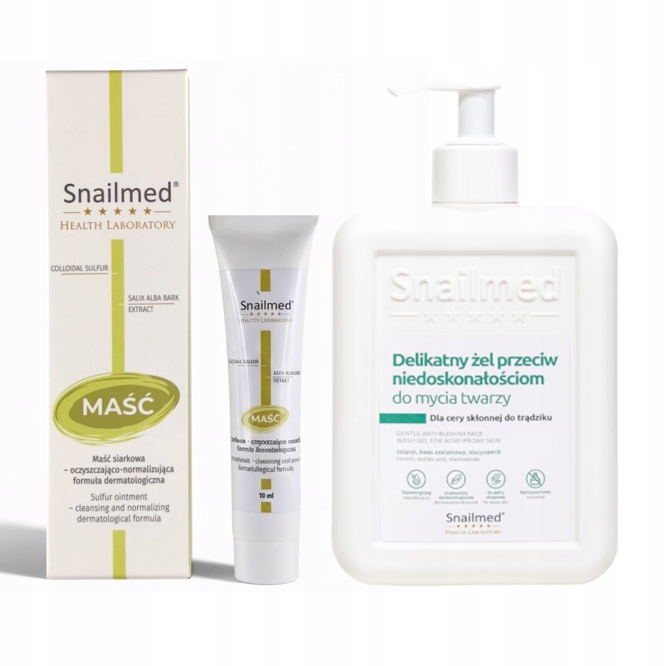 Żel na trądzik i niedoskonałości 320 ml maść siarkowa 10 ml