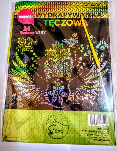 wydrapywanka tęczowa  A4 a'10 multicolor WZ-02 + 2 rylce — 2