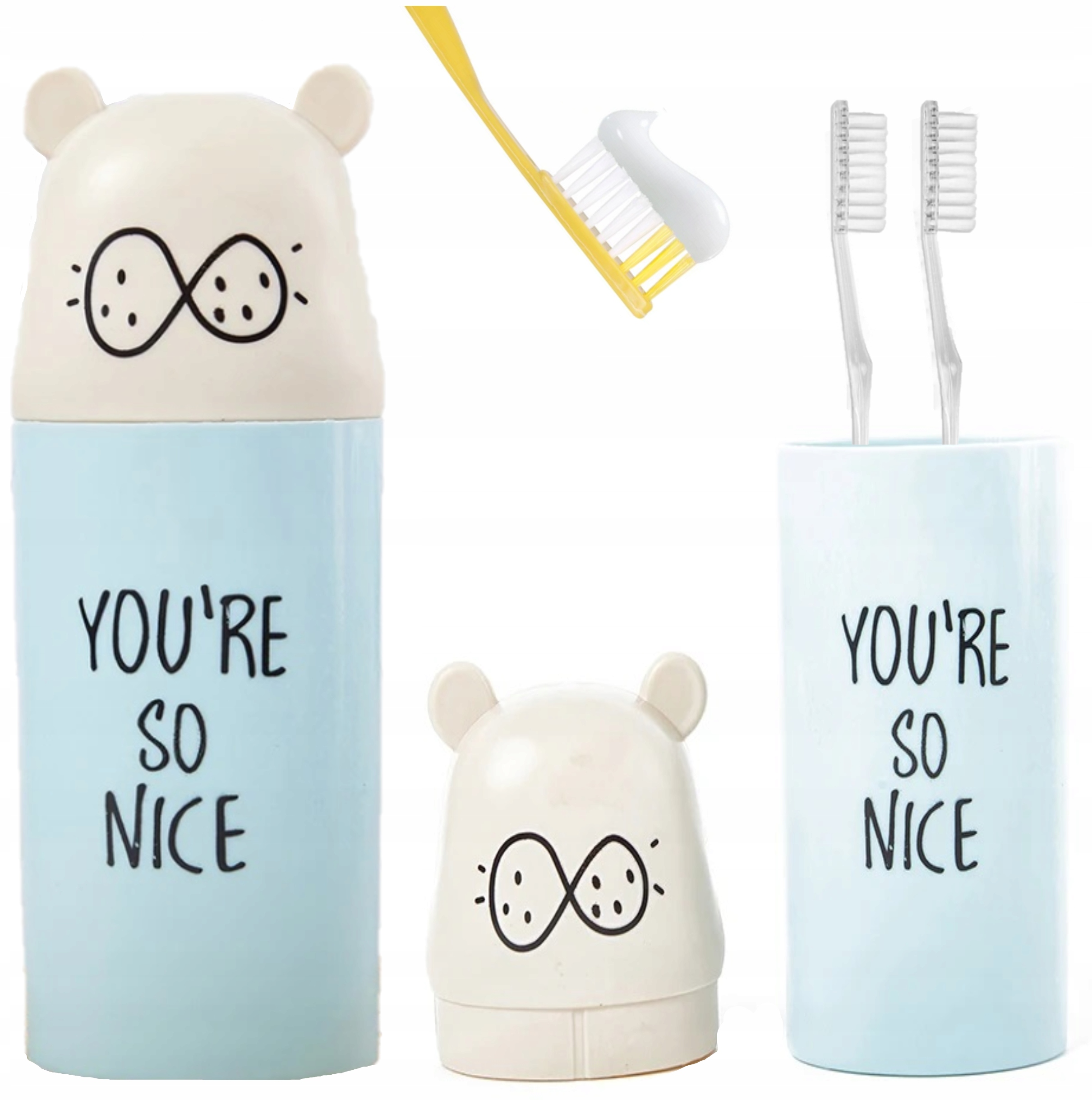 POJEMNIK ORGANIZER NA PASTĘ I SZCZOTECZKĘ DO ZĘBÓW ETUI MIŚ TURYSTYCZNE