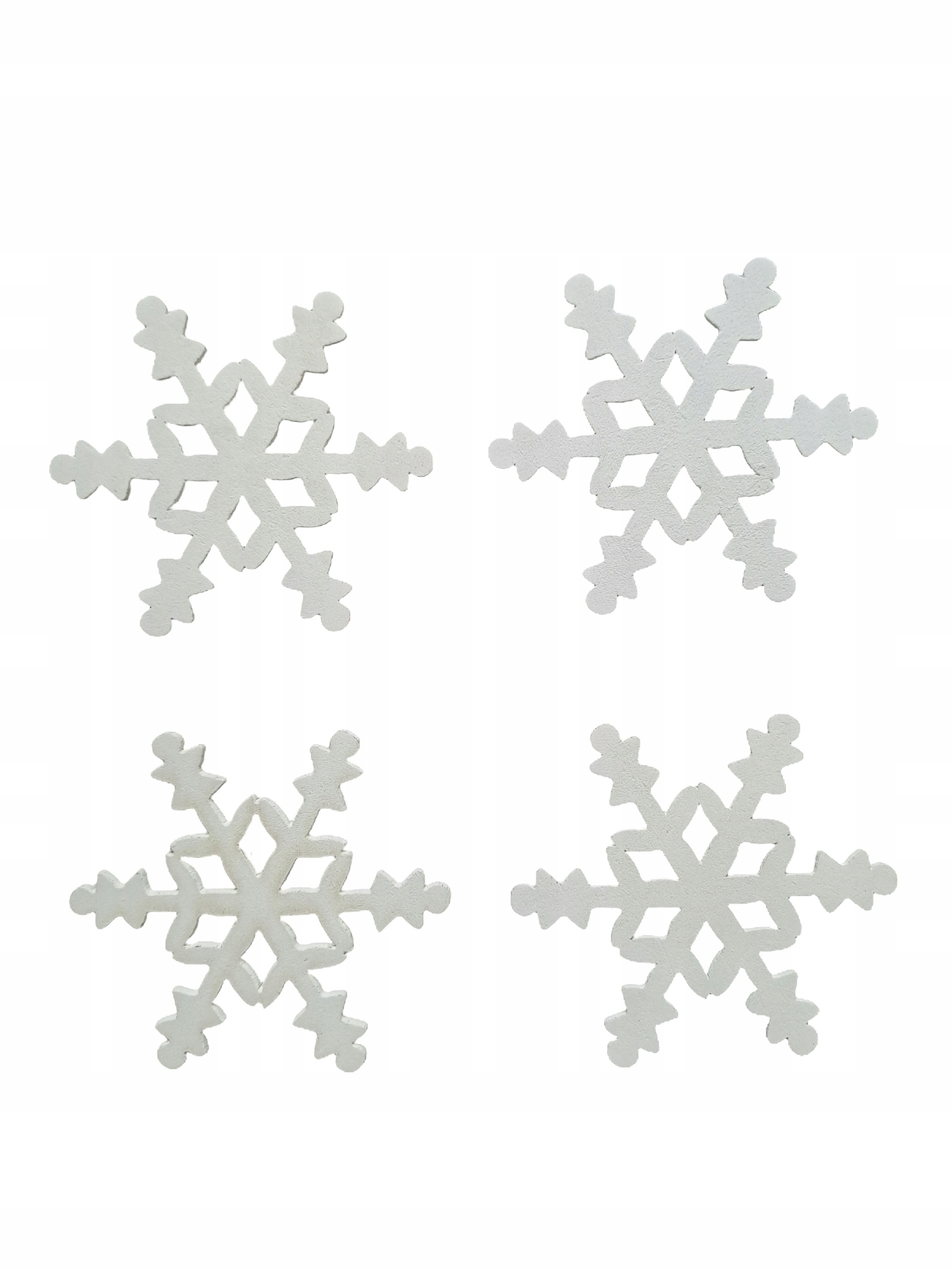 

510 4X Śnieżki Białe Drewno Zawieszki Świąteczne