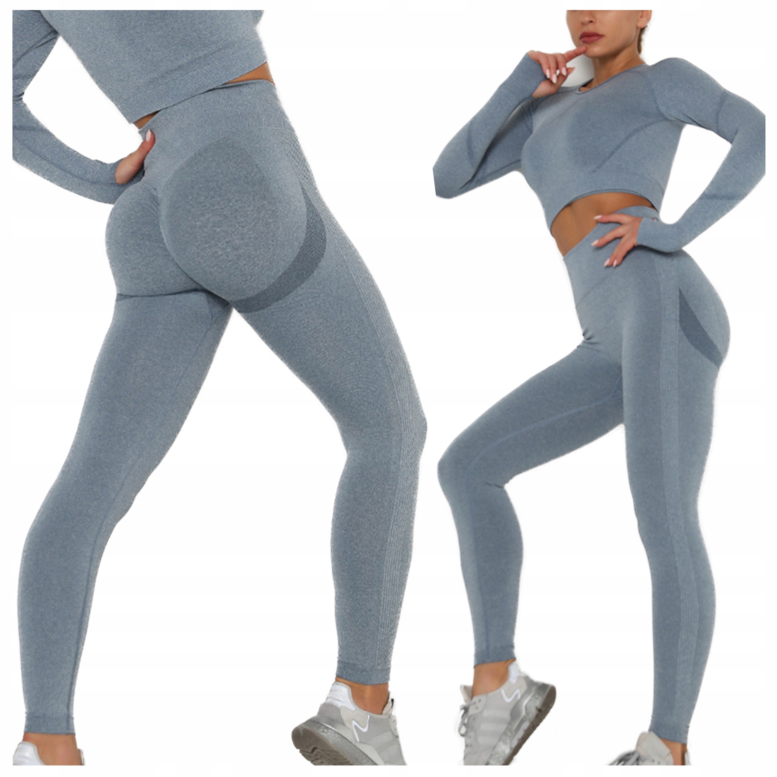 

Komplet fitness top sportowy legginsy bezszwowe L