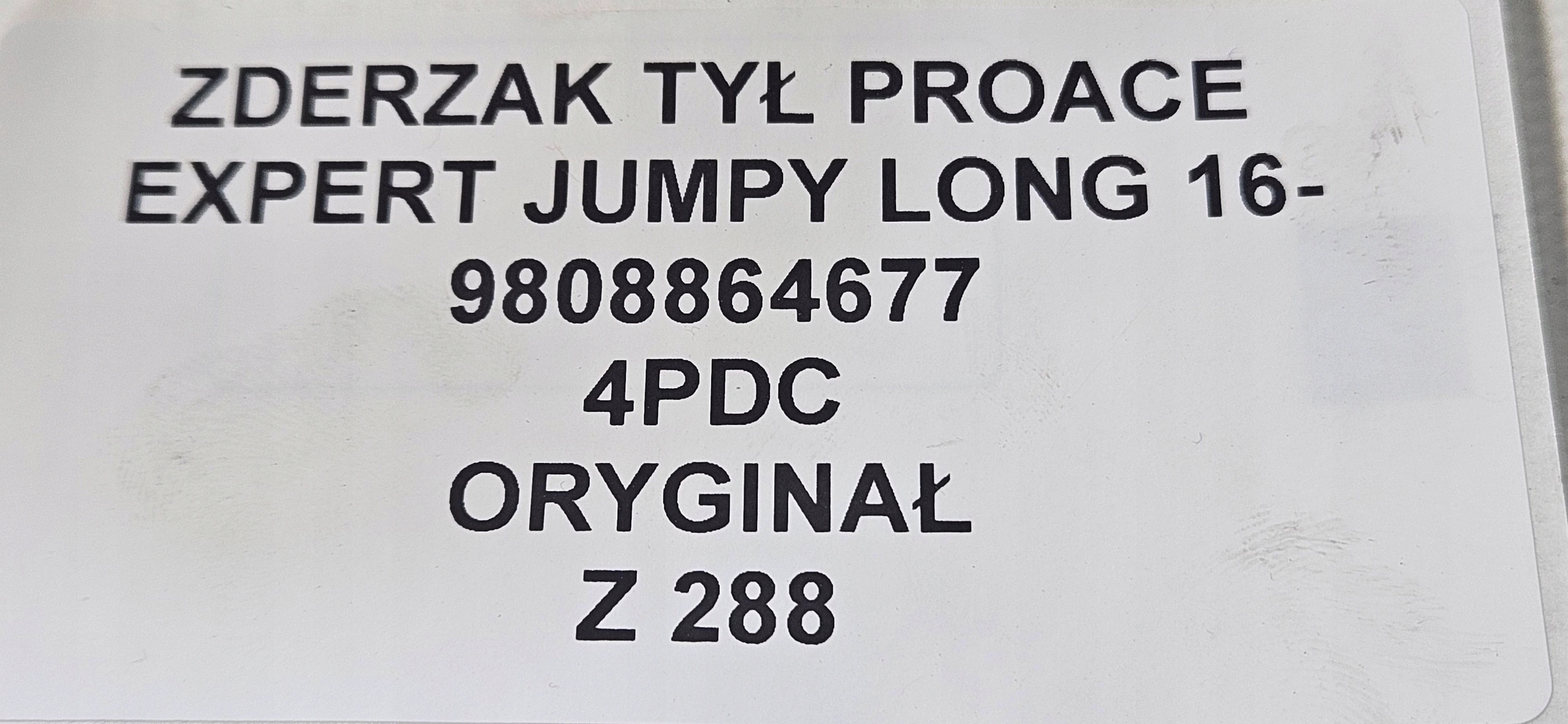 bumper rear part PROACE EXPERT 16- 4 PDC 9808864677