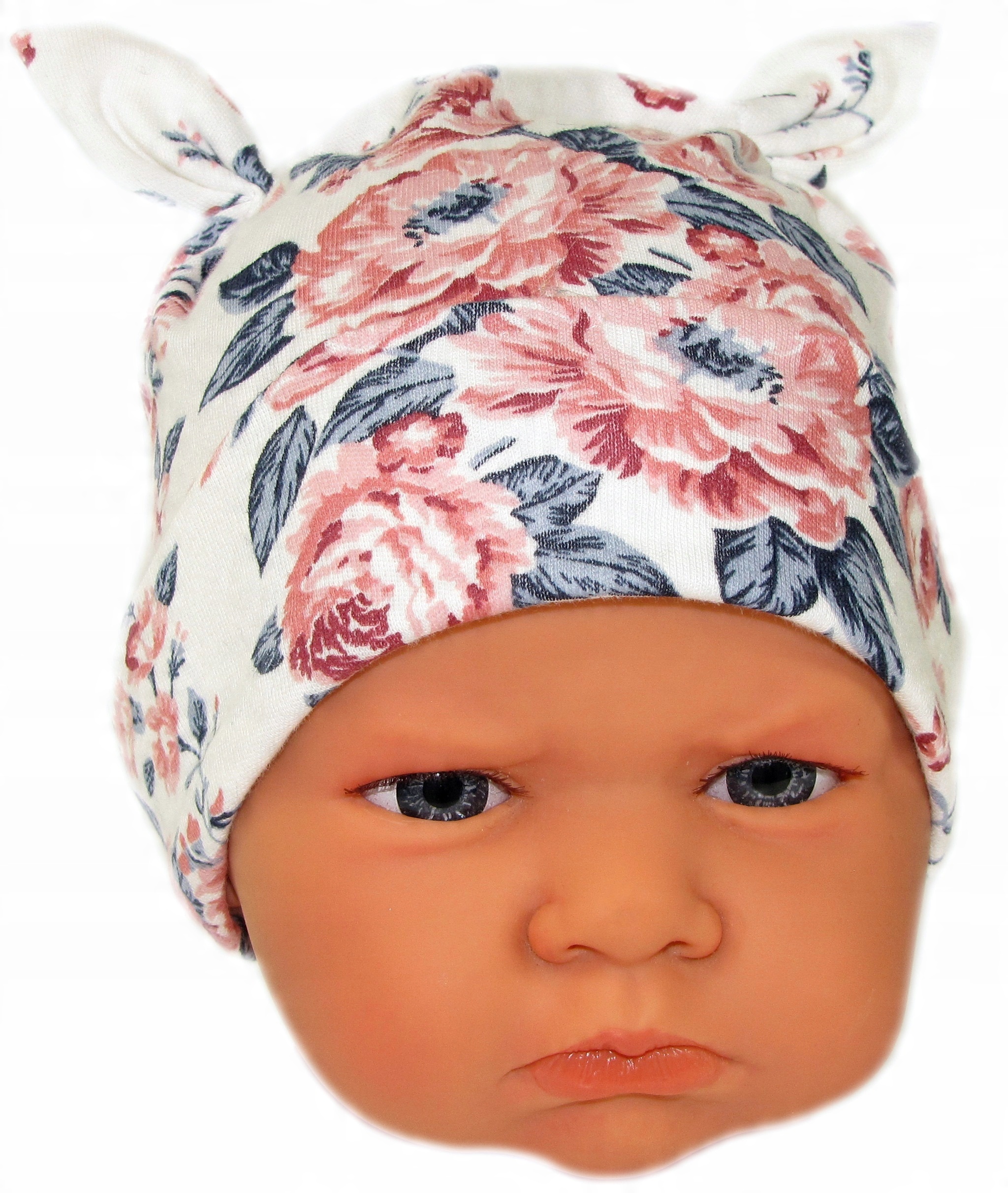 

Czapka Niemowlęca Niewiązana r.34-36cm Róże /61/