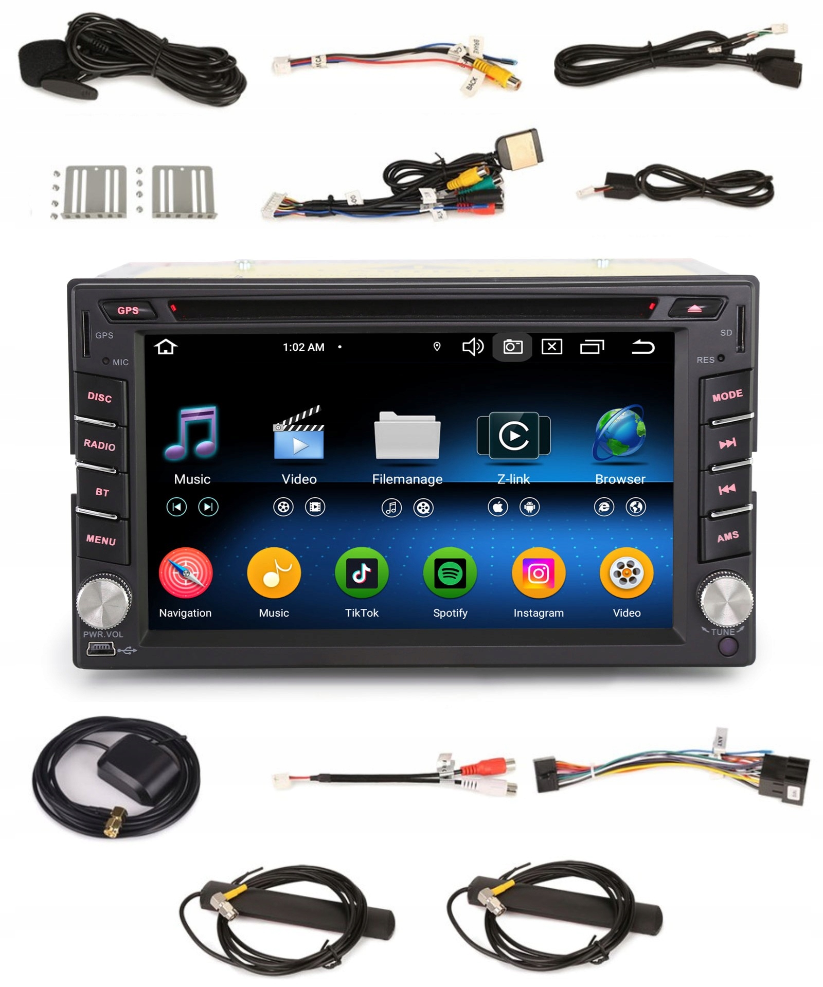 Univerzální Rádio 2DIN Navigace Android 4/64 Gb Dsp Carplay Lte