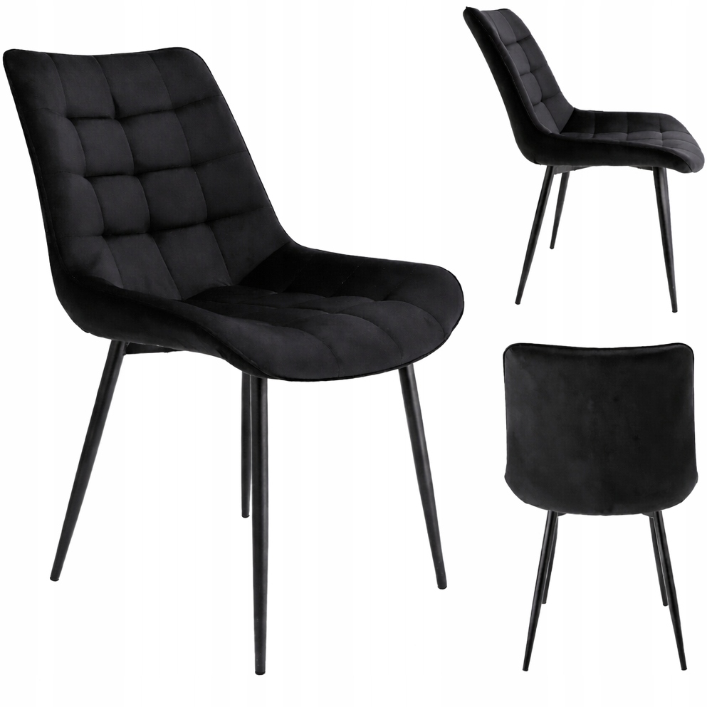 Krzesło Tapicerowane Welurowe Czarne Do Domu Hotelu