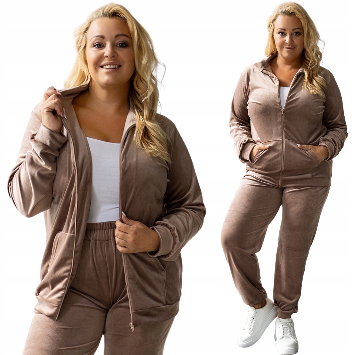 Dámský teplákovka teplákovka Plus Size s mikinou na zip kalhoty 772 4XL/5XL 48/50