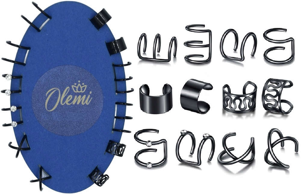 Nausznice komplet stal chirurgiczna 6 par CZARNE T