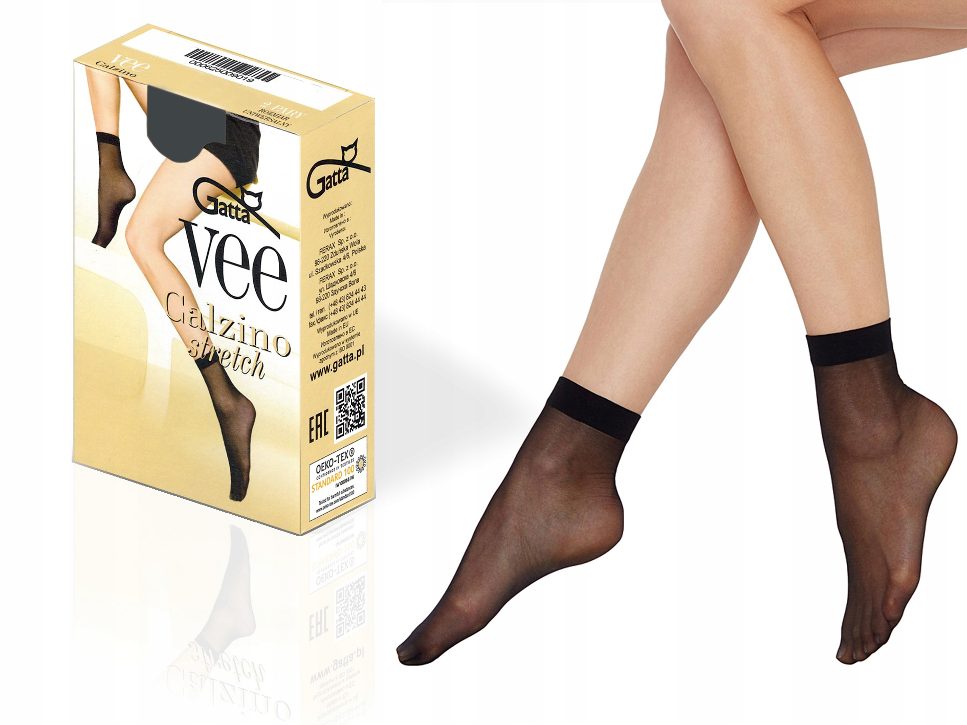 

Gatta Vee skarpetki matowe, stretch, 2 pary grafit