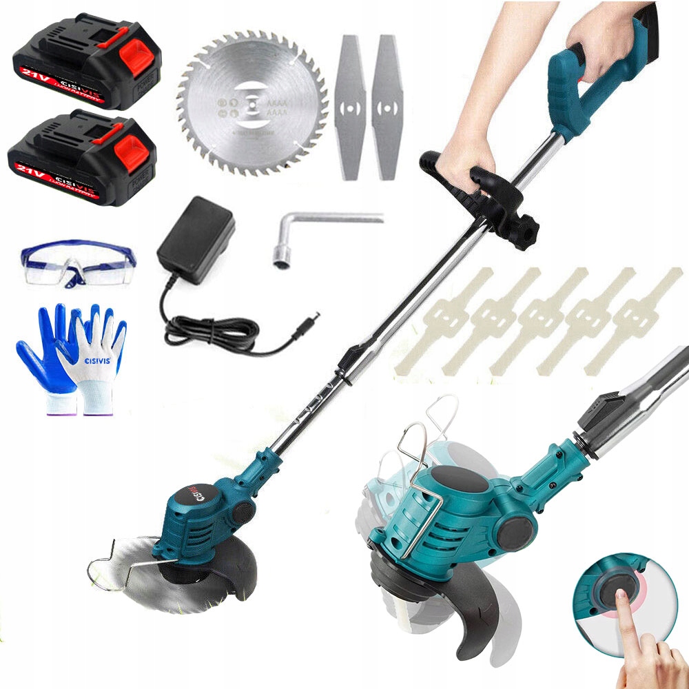 Akumulatorowa Podkaszarka Kosa Ogrodowa Wykaszarka Trawy Zestaw 900W 2X Aku