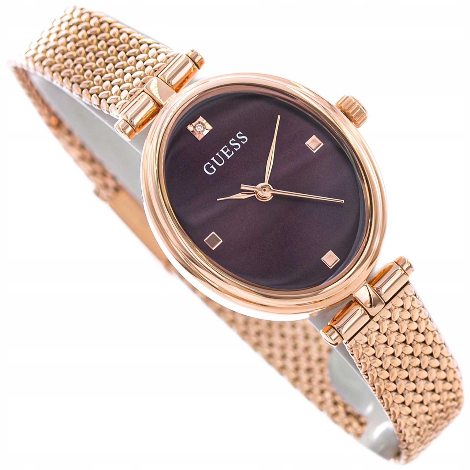 Dámské Hodinky Guess GW0935L3 Rubínové Růžové Zlato Na Mesh Náramku