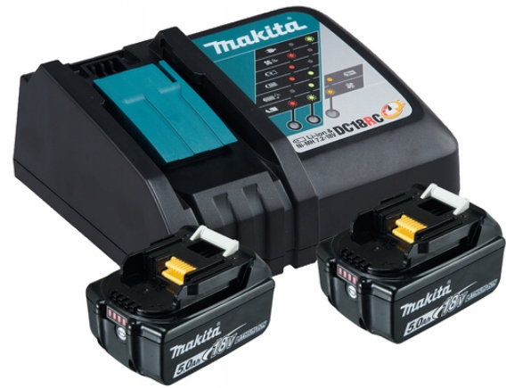 Zestaw Zasilający 2×AKUMULATOR 5,0AH BL1850B Ładowarka DC18RC Makita