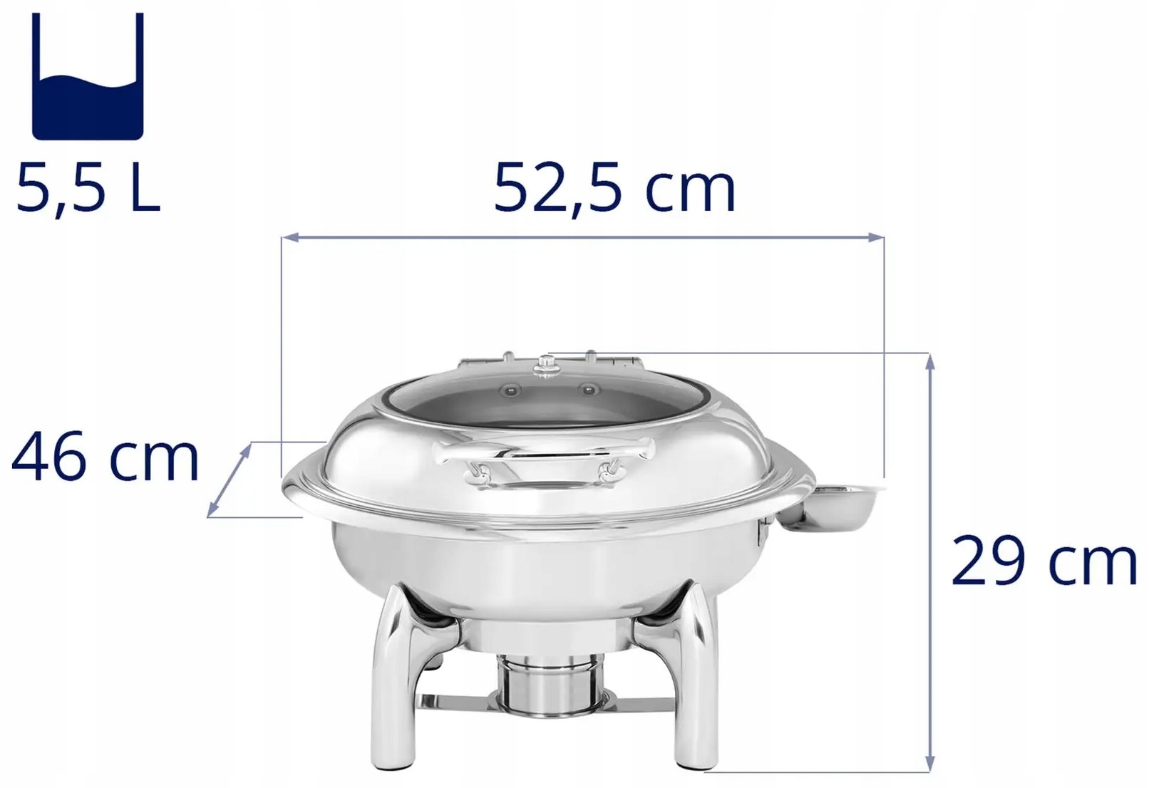 Podgrzewacz na pastę okrągły z okienkie Royal Catering RCCD-RT9_6L 10012405