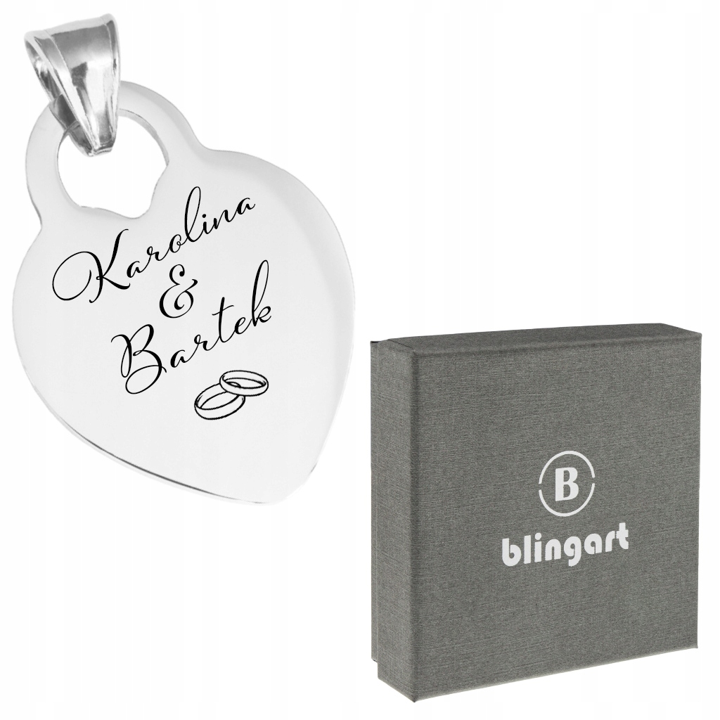 Wisiorek MĘSKI z grawerem zawieszka SERCE stal 316