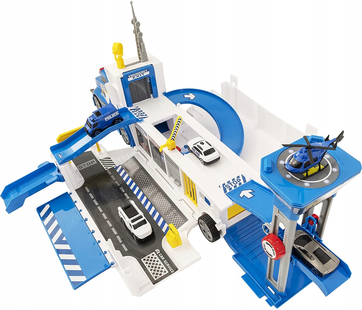 TEAMSTERZ POLICJA ROZKŁADANY TRANSPORTER +5 AUTEK Model TEAMSTERZ