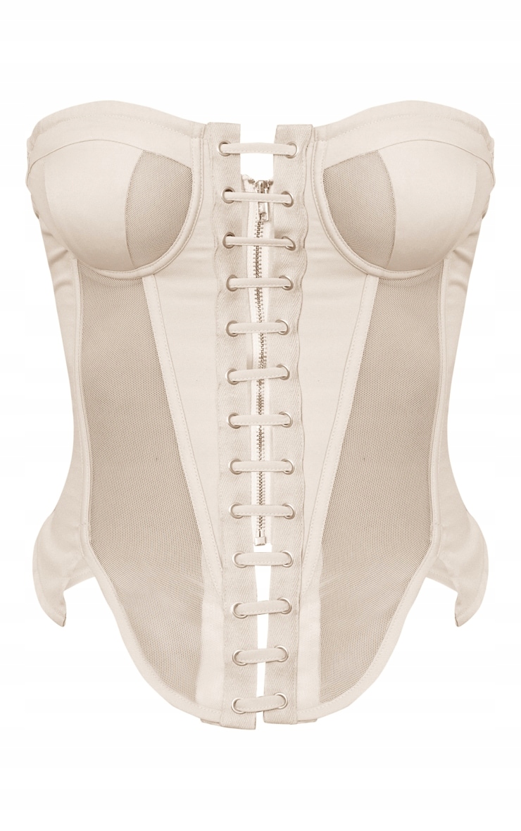 PRETTYLITTLETHING GORSET DAMSKI BEŻOWY 34 1EKB Wzór dominujący bez wzoru