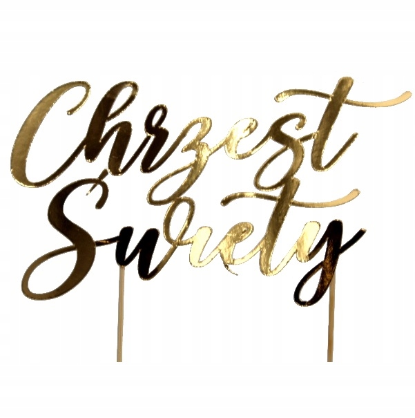 TOPPER ZŁOTY dekoracja na tort CHRZEST