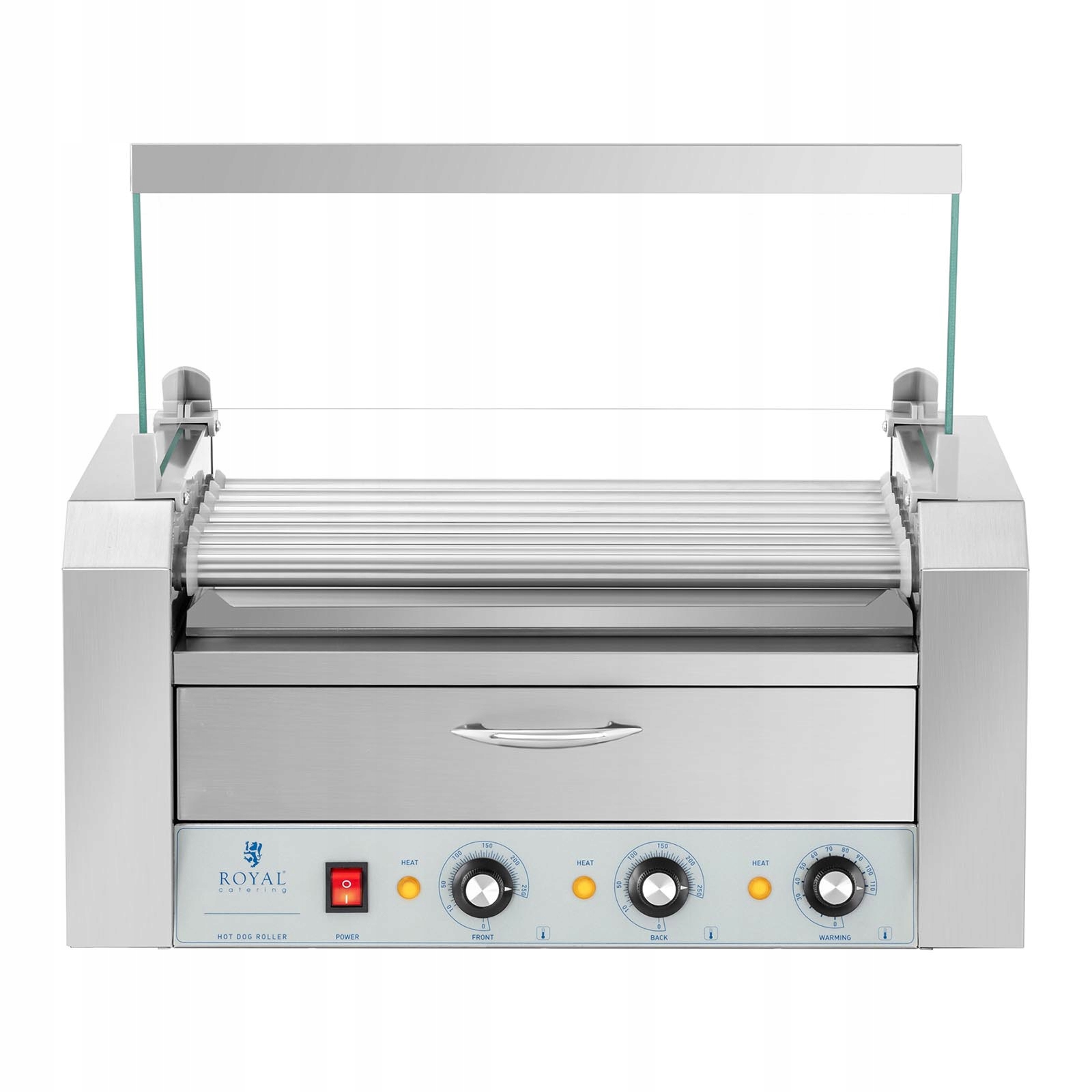 PODGRZEWACZ ROLKOWY 7 ROLEK Z SZUFLADĄ GRZEWCZĄ Zasilanie elektryczne