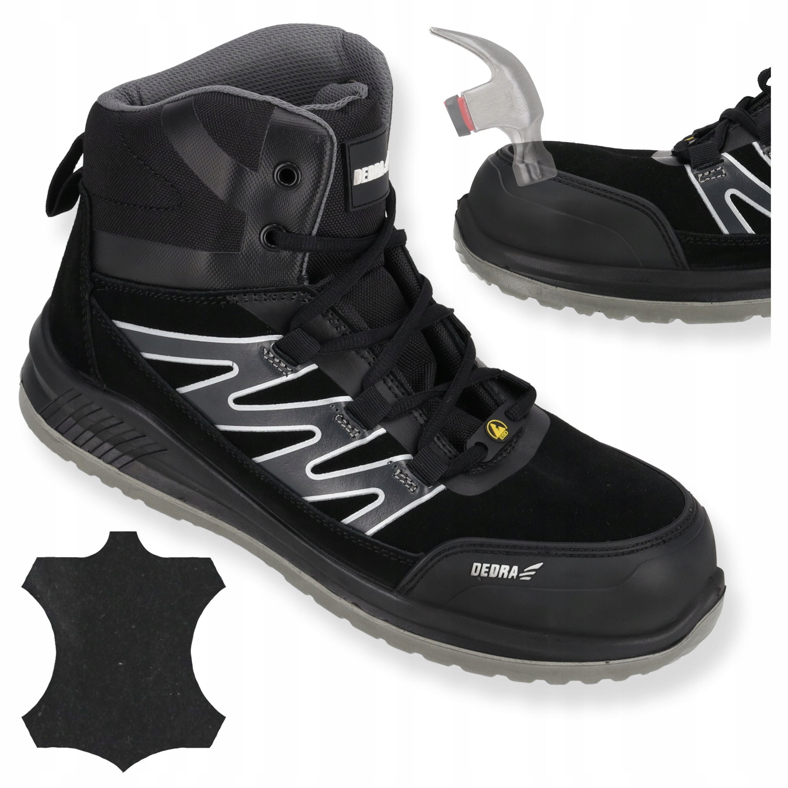 Buty robocze skórzane Dedra r 47 trzewiki wysokie Podnosek Kompozyt S1 Src