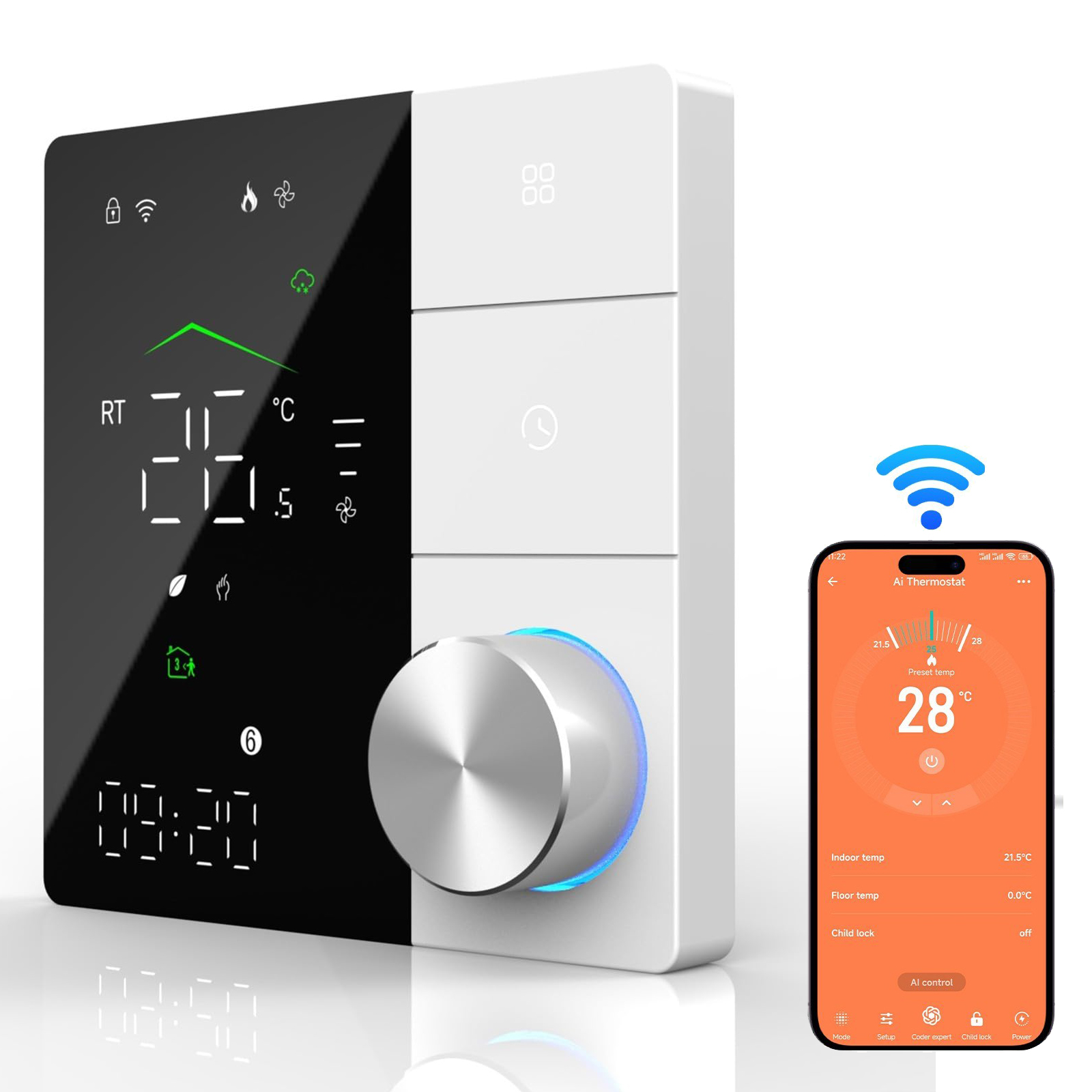 Tuya termostat WiFi Elektrické podlahové vytápění Černo-bílý