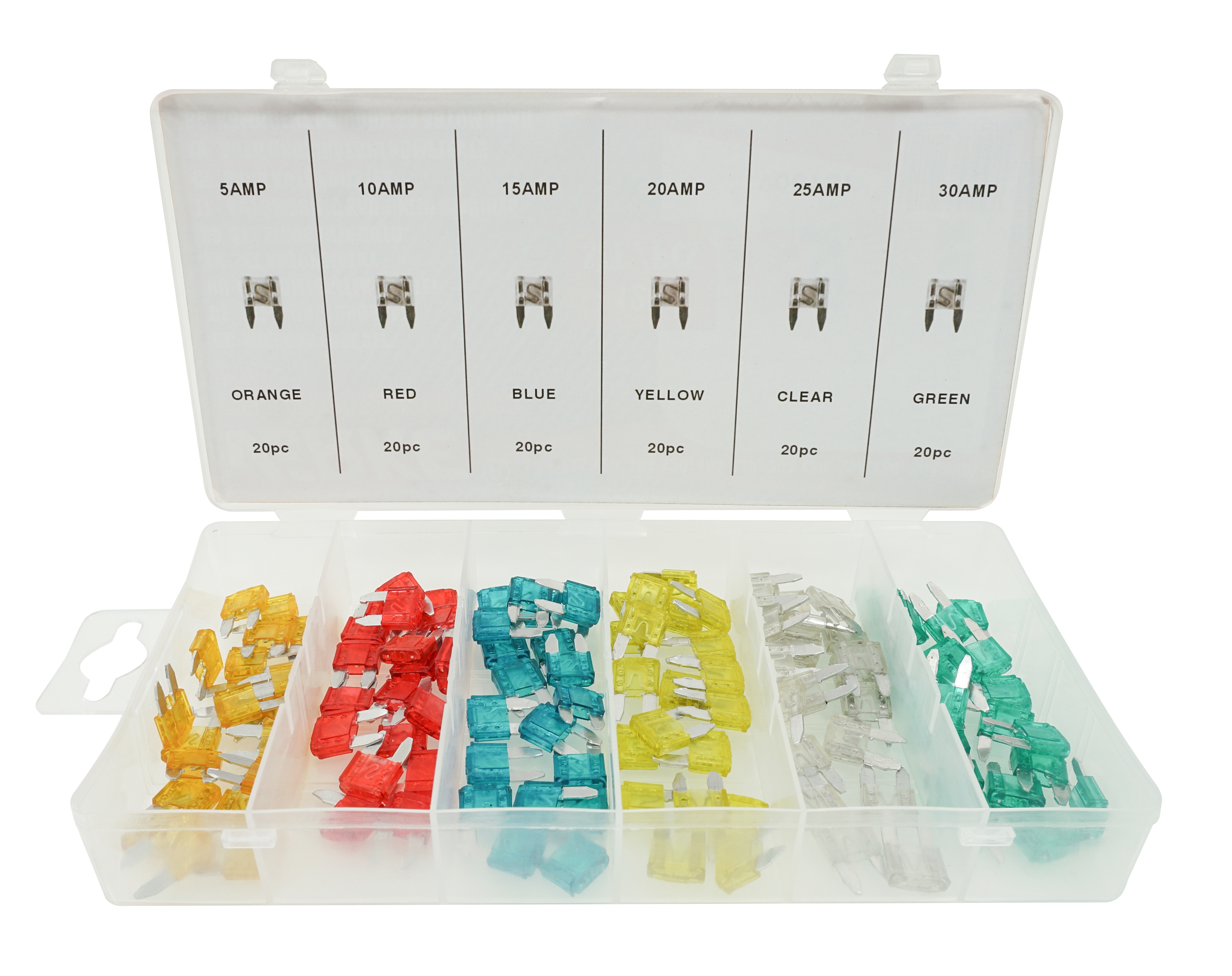 BEZPIECZNIKI SAMOCHODOWE ZESTAW BEZPIECZNIKÓW SAMOCHODOWYCH MINI 5-30A 120e Kod producenta V06737