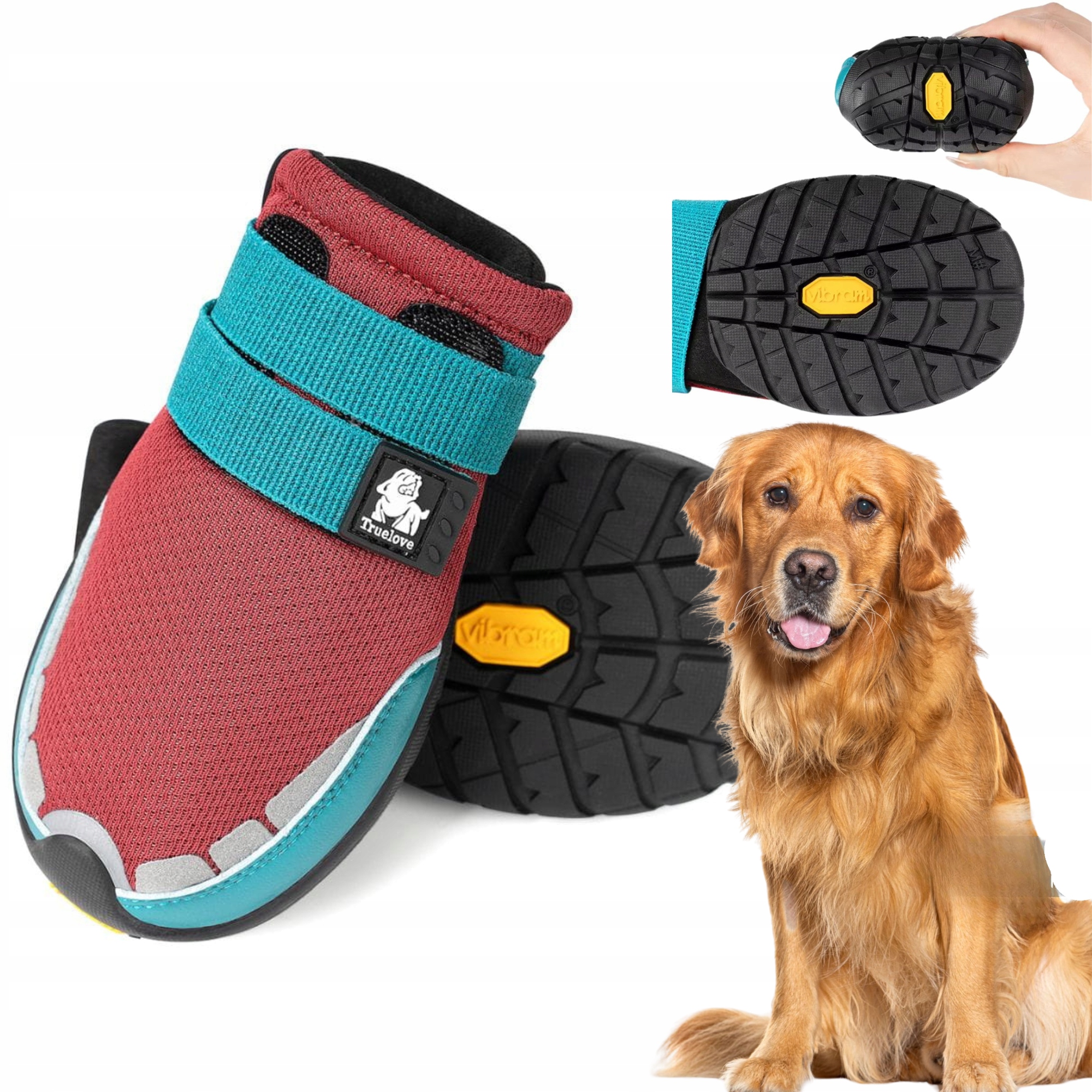 Levně Boty Pro Psa Truelove On Track Podrážka Vibram XL (2 ks) 7,6 cm Červené