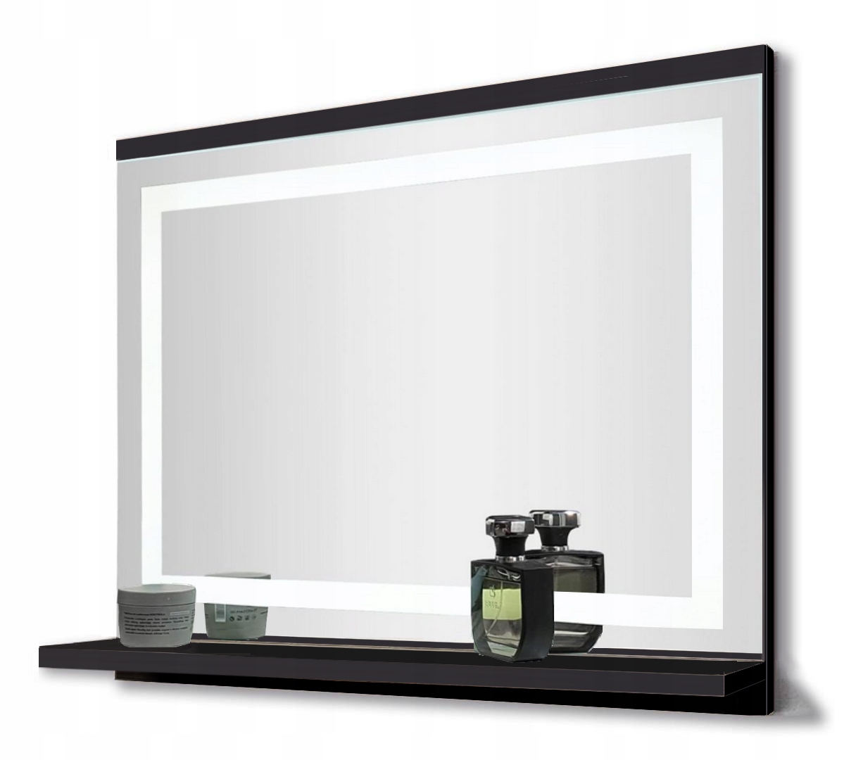 Zrcadlo černé 60x50 cm s Led podsvícením, závěsné, moderní