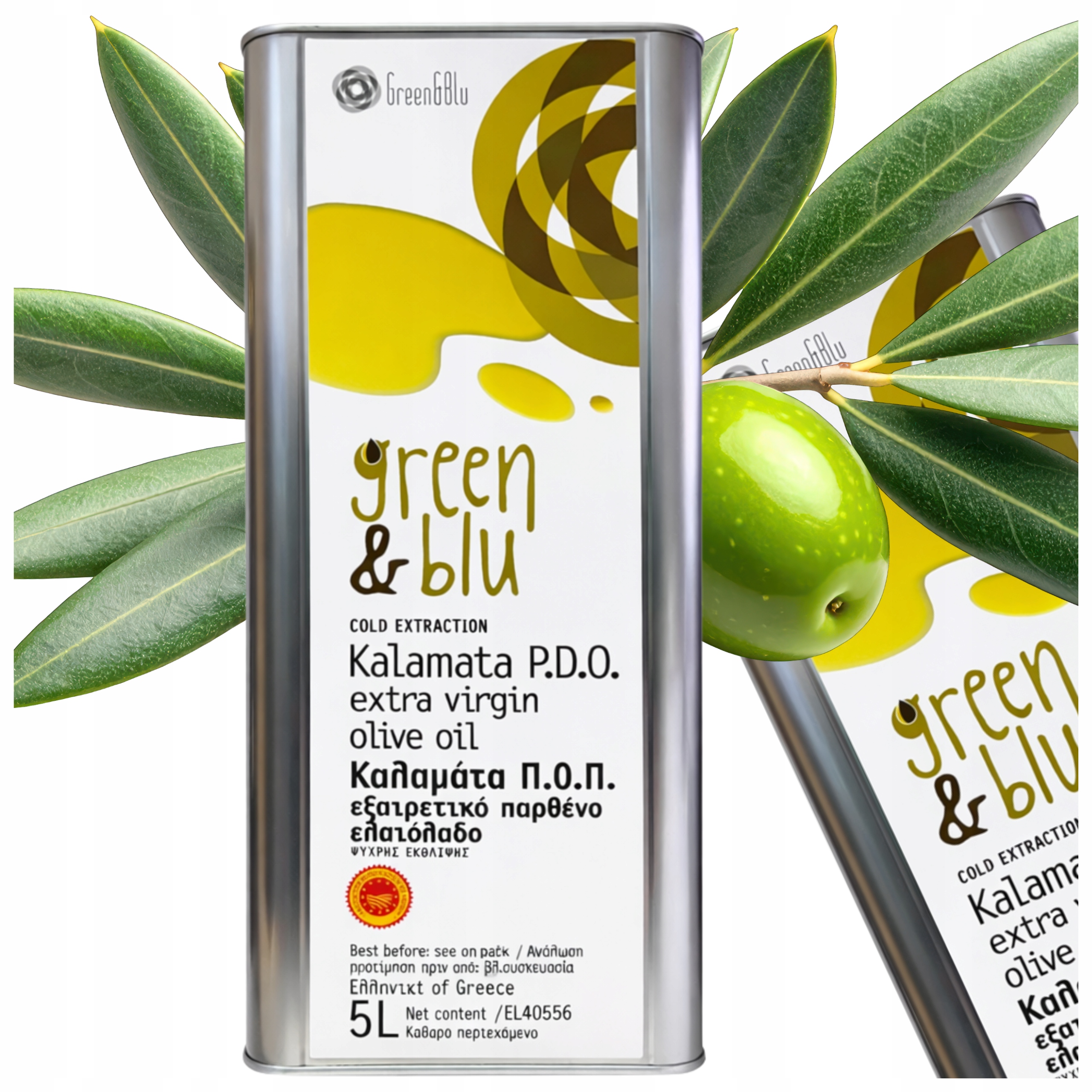 Levně Extra Panenský Olivový Olej 5 L, Řecká Pdo Kalamata <0,5% Green&blu V Plechovce