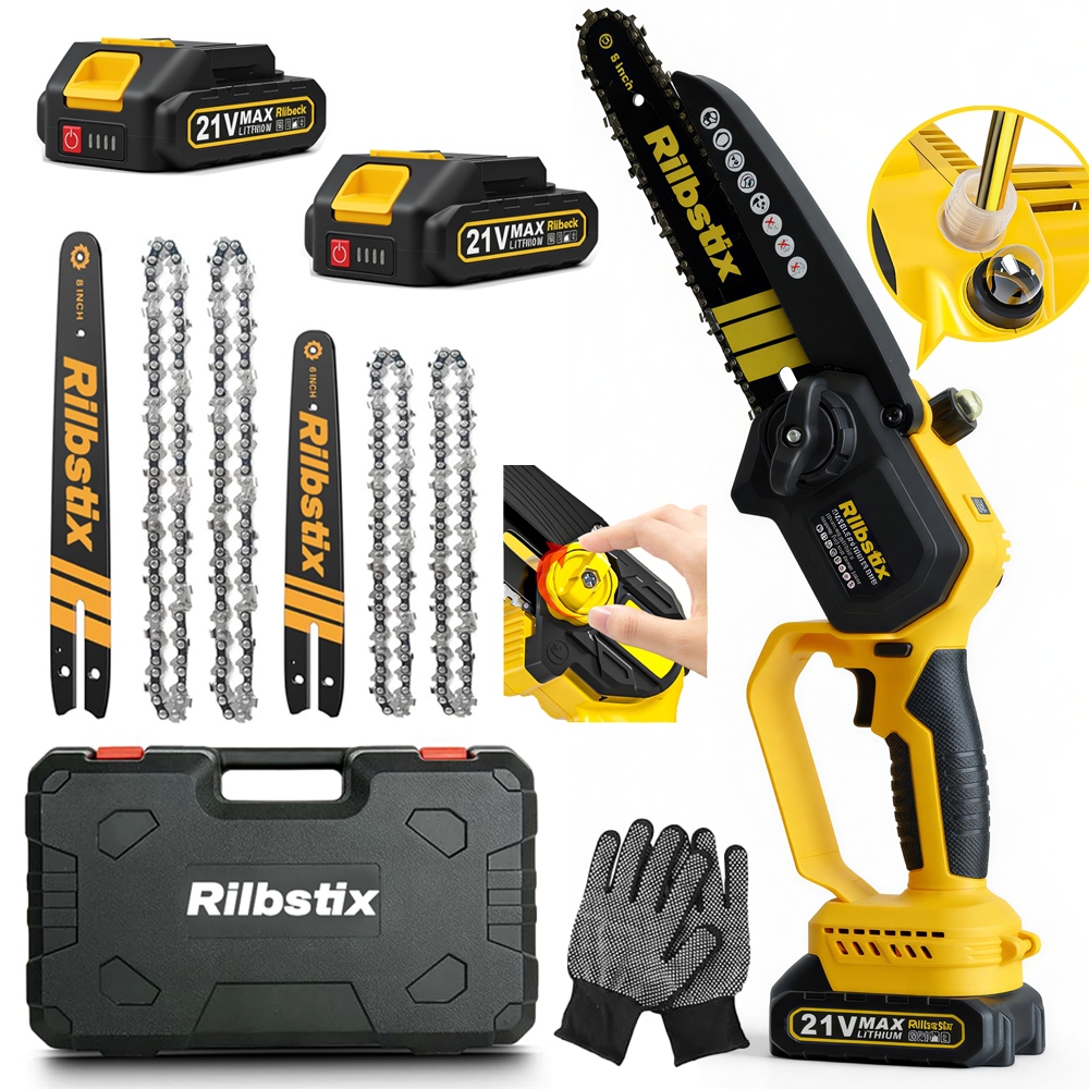 Piła łańcuchowa akumulatorowa silnik bezszczotkowy Rilbstix Zestaw 2w1 6+8"