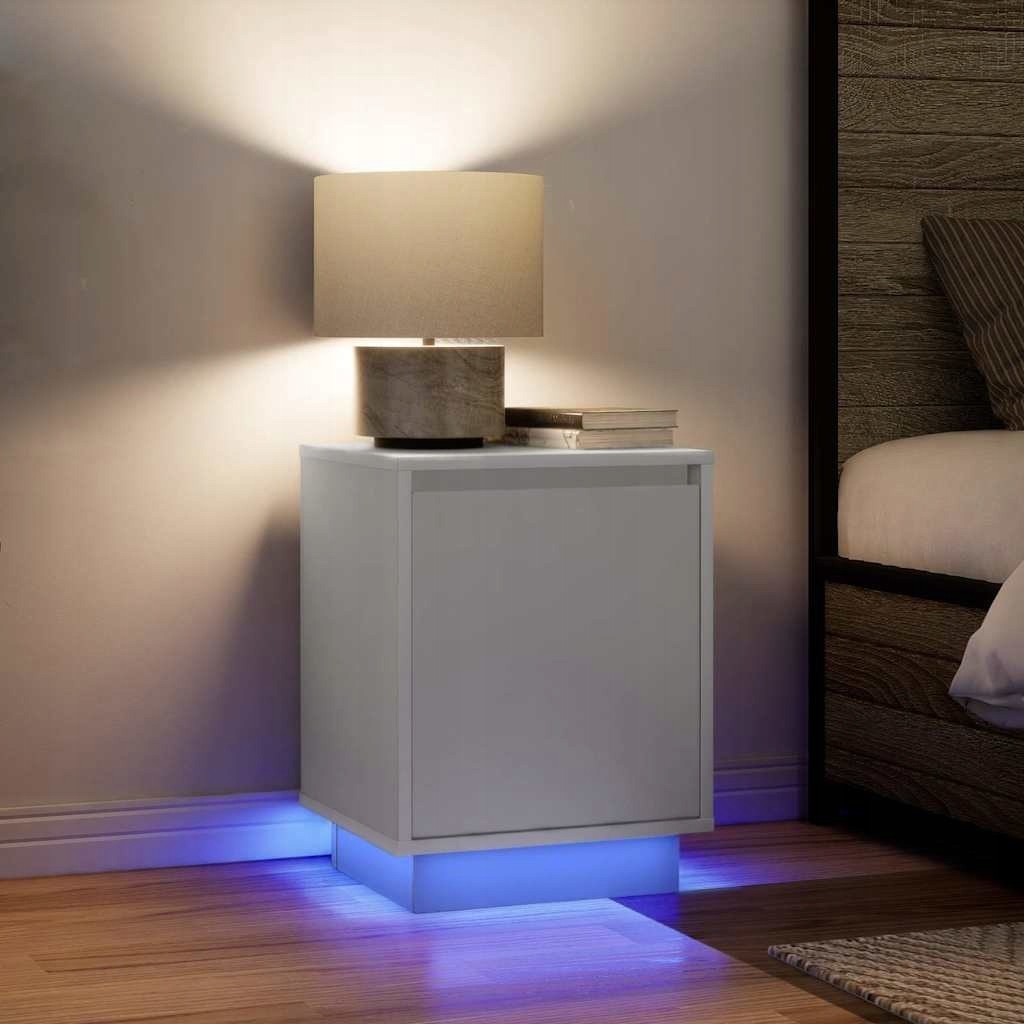 Nočné stolíky s Led osvetlením 2 ks biele 38x34x50 cm
