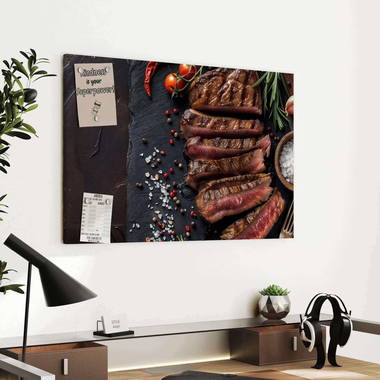 Magnetická tabule Grilované Steak Talíř 60 × 40 cm