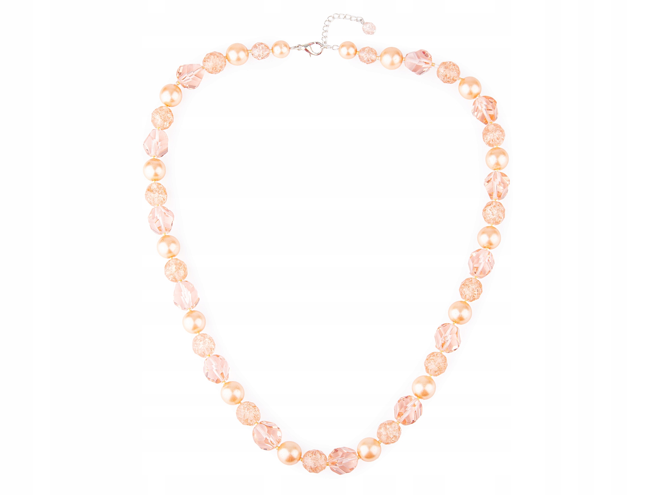 Dámský lososově růžový náhrdelník s perlami a krystaly Preciosa Rosé Shine