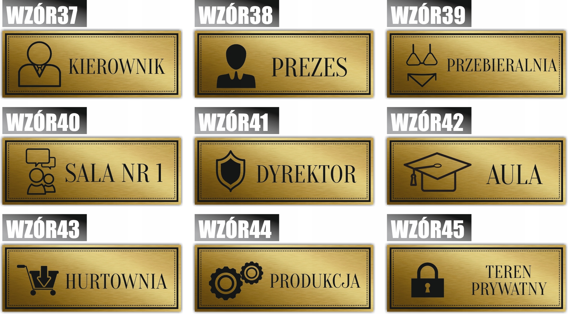 Tabliczka informacyjna GRAWER Złota UWAGA KOT piktogram Materiał wykonania tworzywo sztuczne