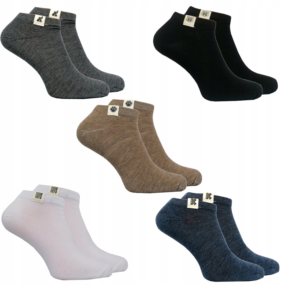 

5PAR Stopki Męskie Kolorowe Skarpety Bawełna 44-46