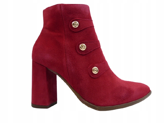 Červené semišové dámské kotníkové boty na podpatku, zateplené, Luca 38