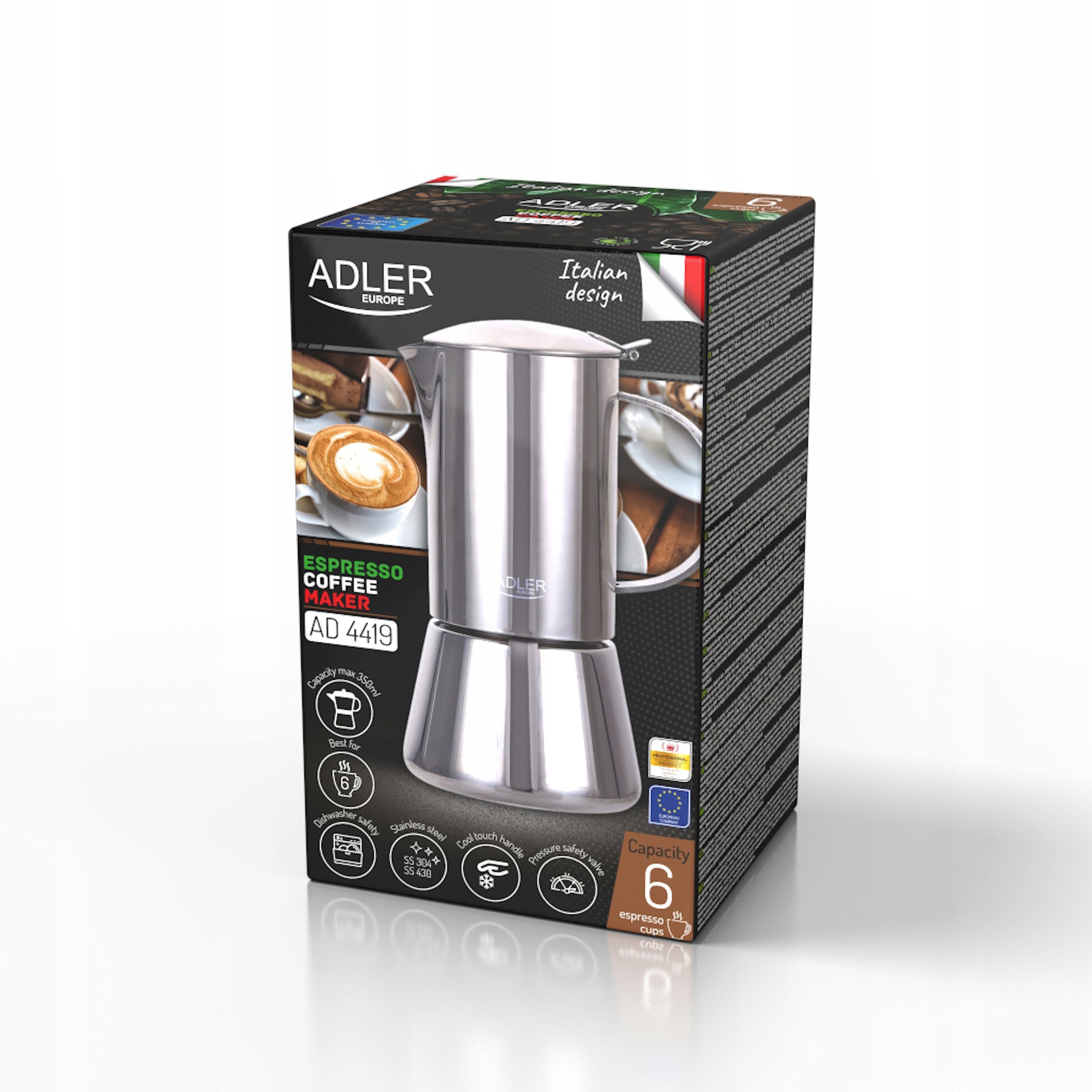 Kawiarka AD 4419 - Ekspres do Espresso 350ml - Włoski Smak